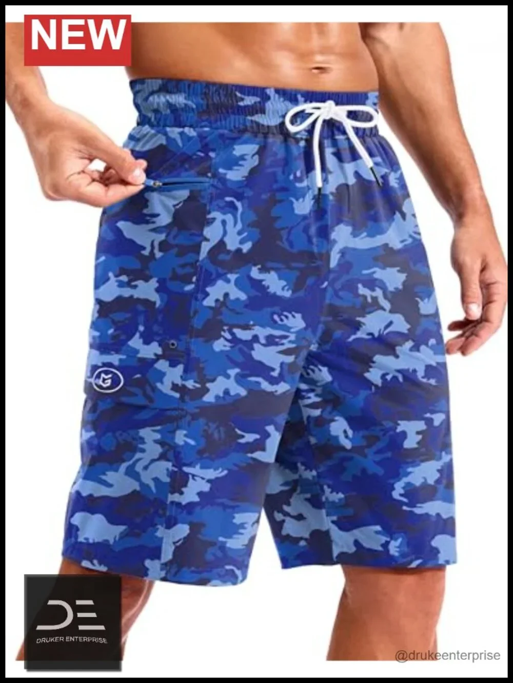 Men's 9-inch Board Shorts with Zipper Pockets, Quick Dry No Mesh Liner